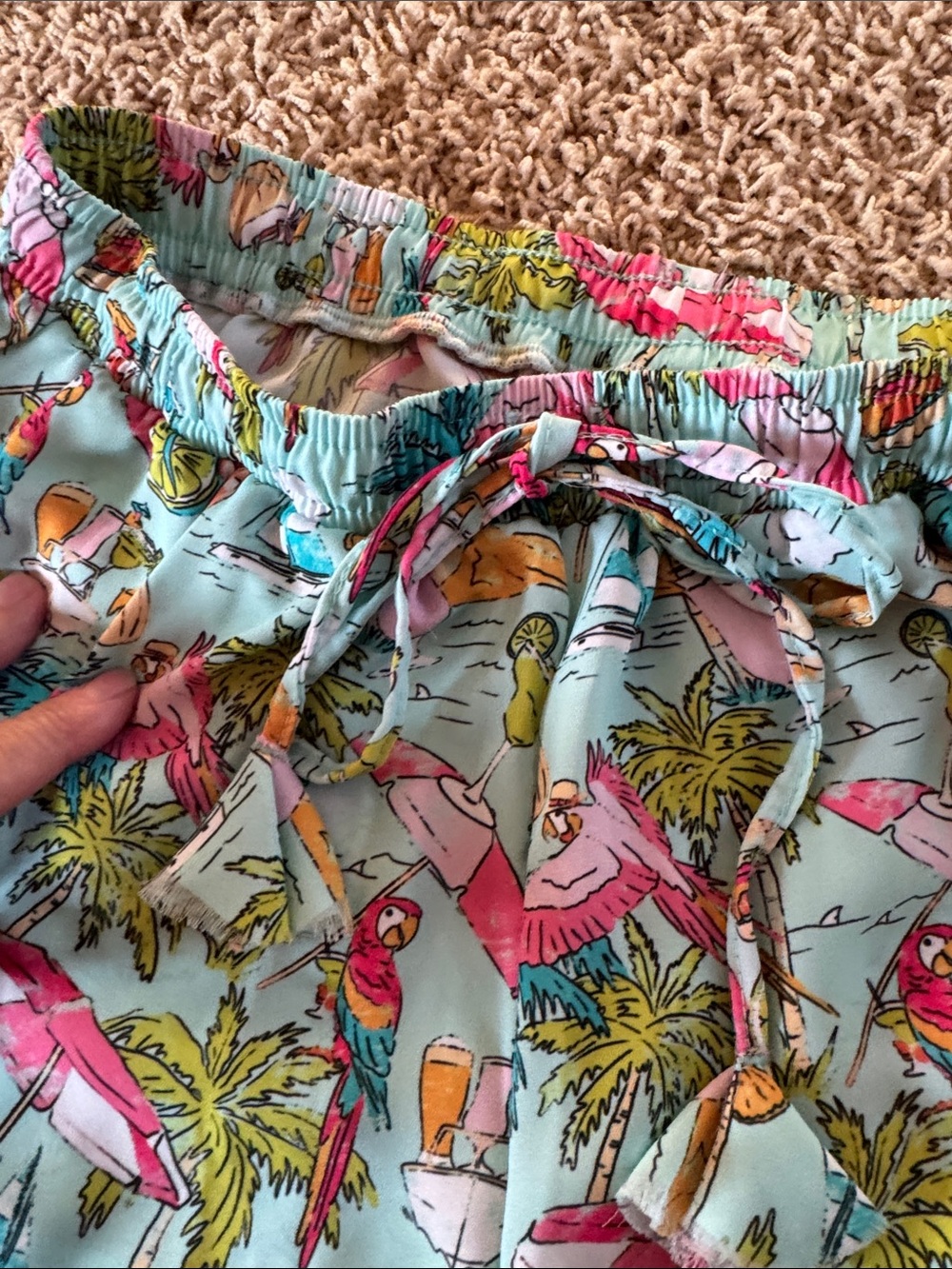 Kenny Flowers Aqua Tropical Print Ruffle High-Waist Shorts - Picture 4 of 6